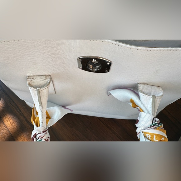 Furla White Leather Satchel with Scarf-Wrapped Handle - Picture 10 of 16